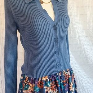 Aerie Blue Ribbed Cardigan Sweater